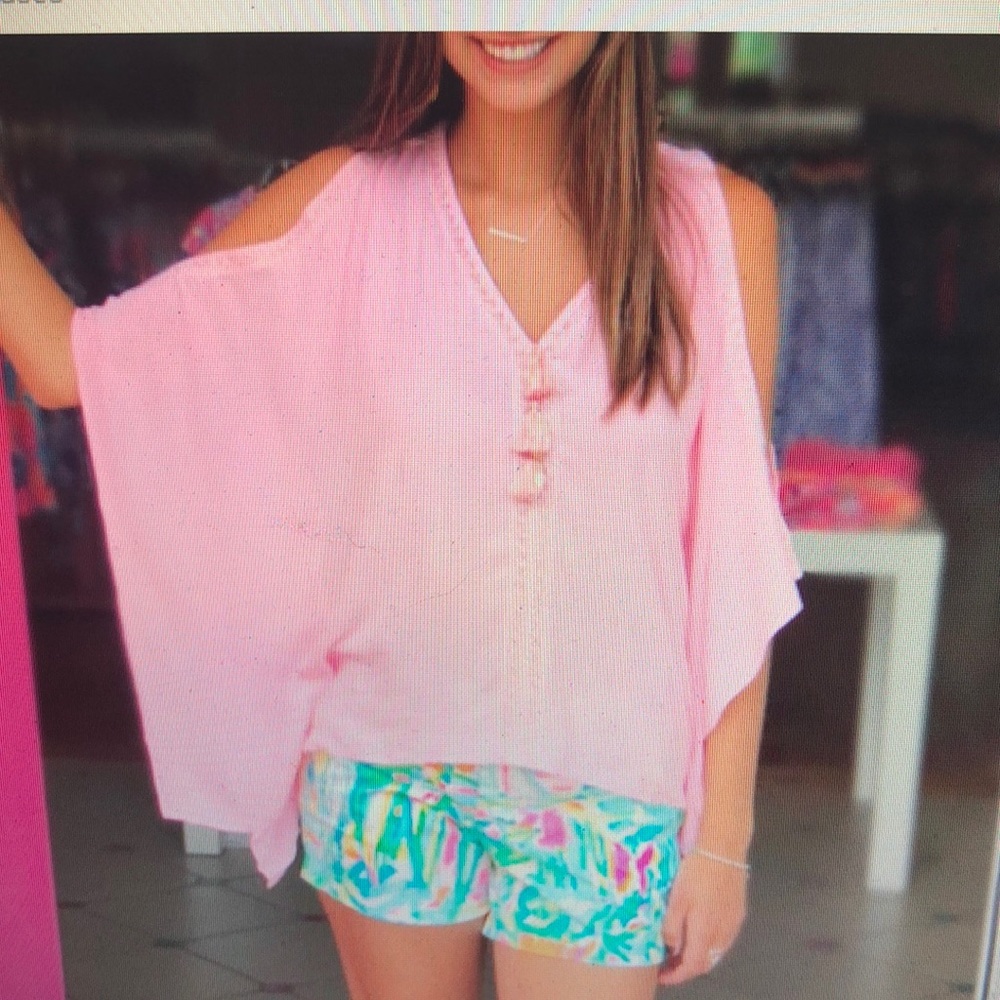 Lilly Pulitzer Pink Cold-Shoulder V-Neck Top